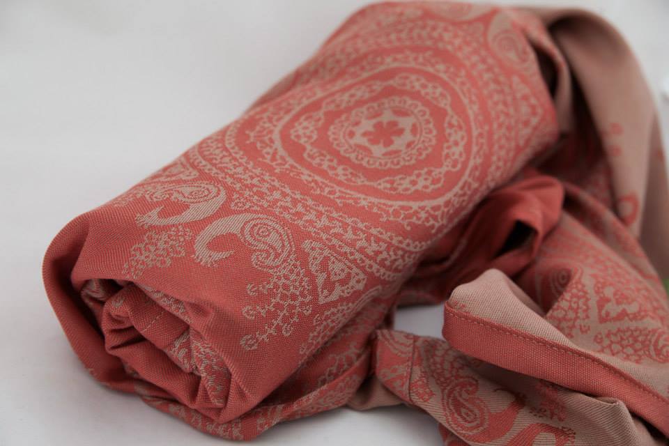 Lenny Lamb Indian Peacock Coral&Coffee Wrap (bamboo) Image