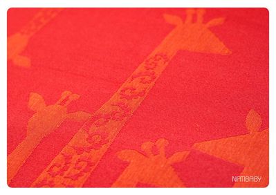 Natibaby GIRAFFES RED/ORANGE (лен) Image
