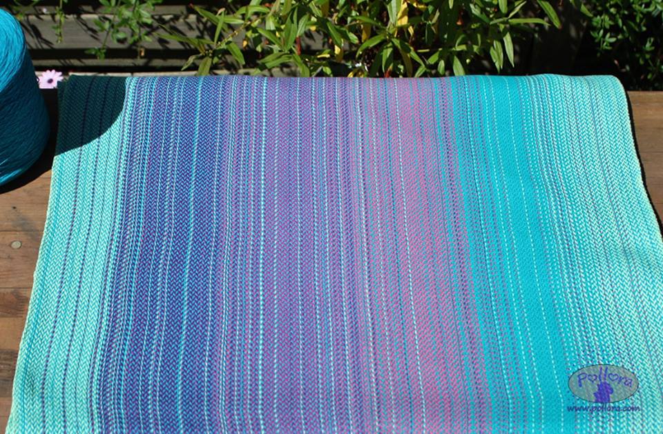 Tragetuch Pollora small stripe Handwoven Blossom blue  Image
