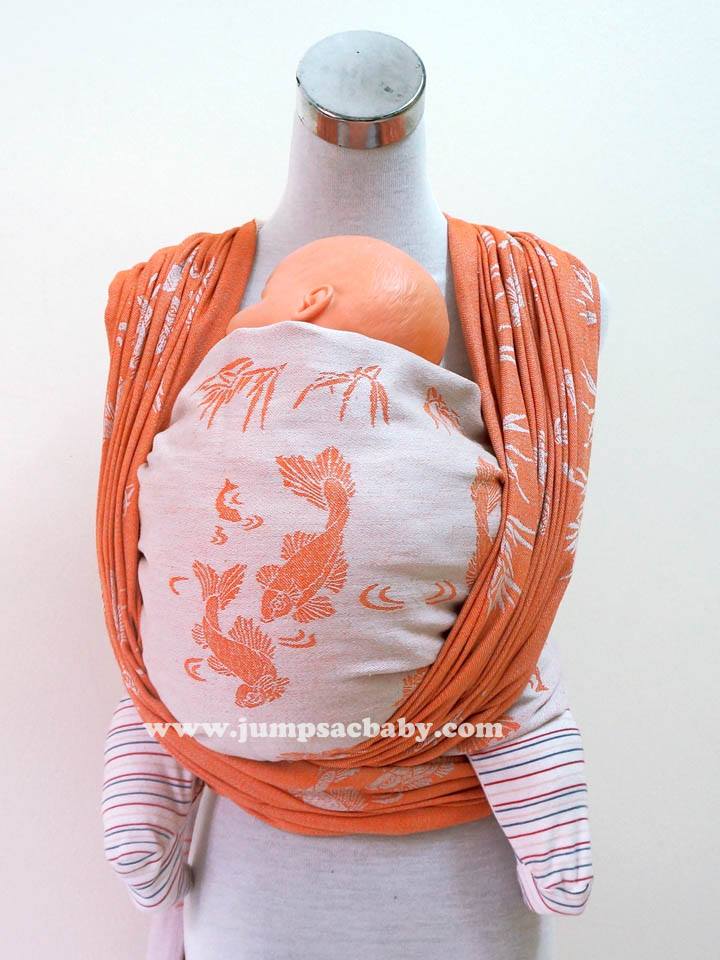 JumpSac Baby Sakana Koi in Muted Orange / Light Grey  Wrap (linen) Image