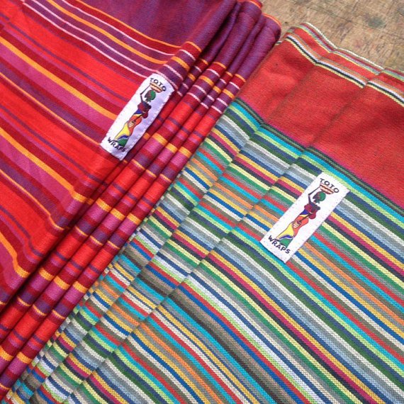 Toto Wraps small stripe Red, turquoise, yellow, blue striped Wrap  Image