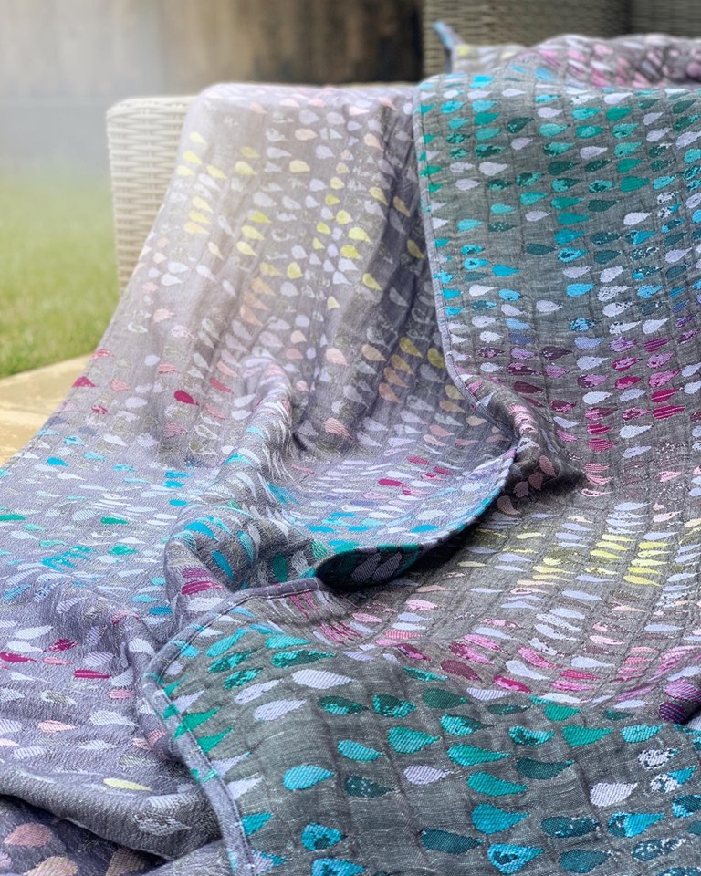 Woven Wings Droplets At Rainbows End  Wrap (merino, linen) Image