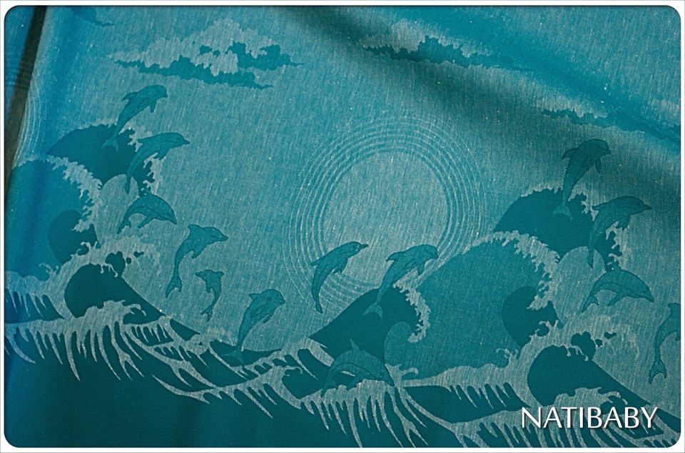 Tragetuch Natibaby Mar&dolphins Mar & dolphins turquoise (Hanf) Image