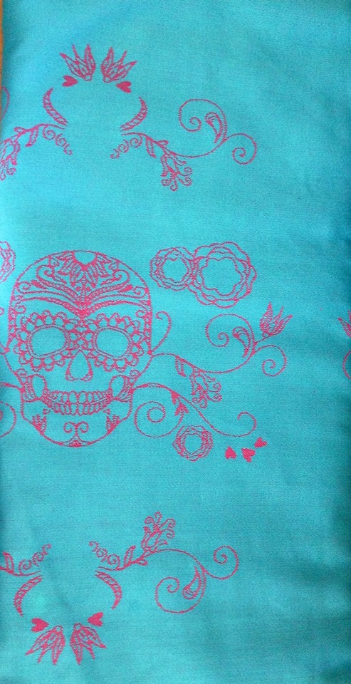 Lenny Lamb Day of the Dead Skulls Turquoise/Pink Wrap  Image