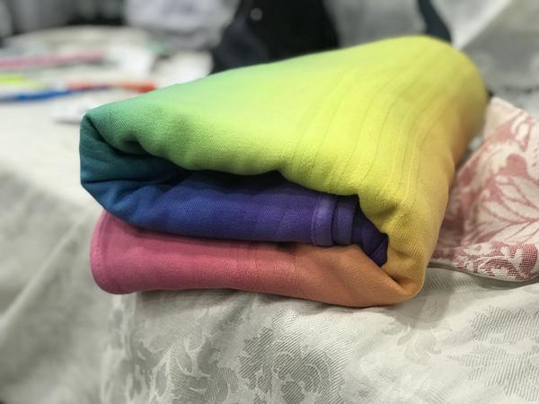 Emmeline Textiles Grace Pearl v2 dyed Tropical Rainbow Wrap  Image