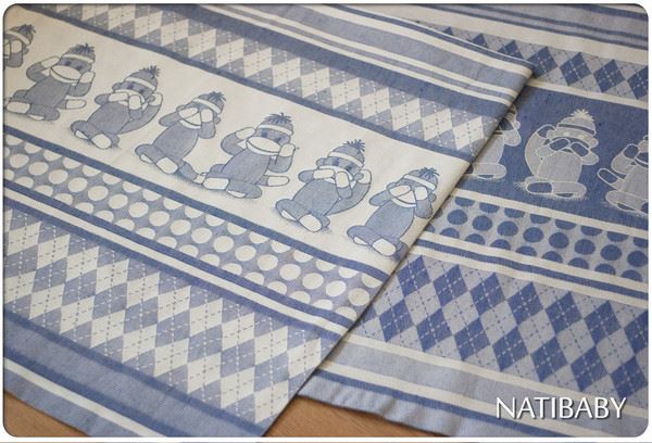 Natibaby monkey No Evils - Indigo Wrap (linen) Image