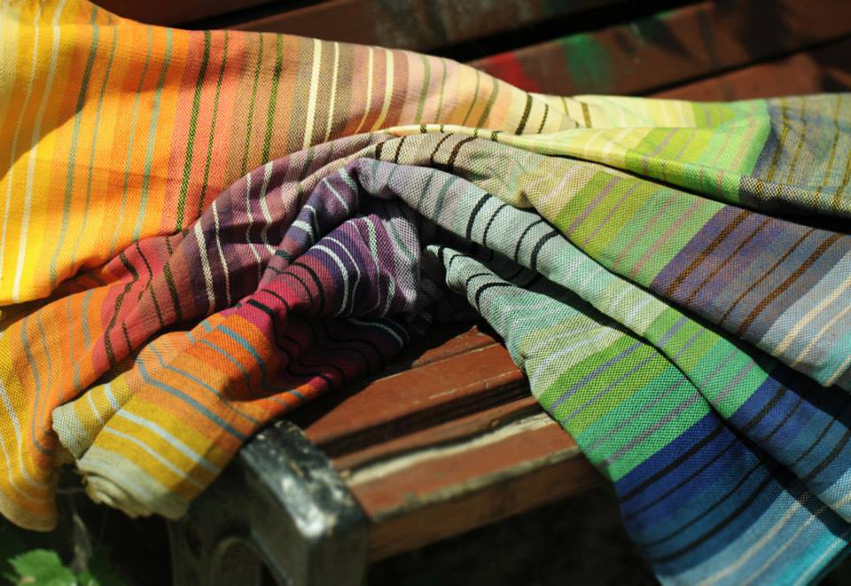 Tragetuch Girasol small stripe Folk Rainbow  Image