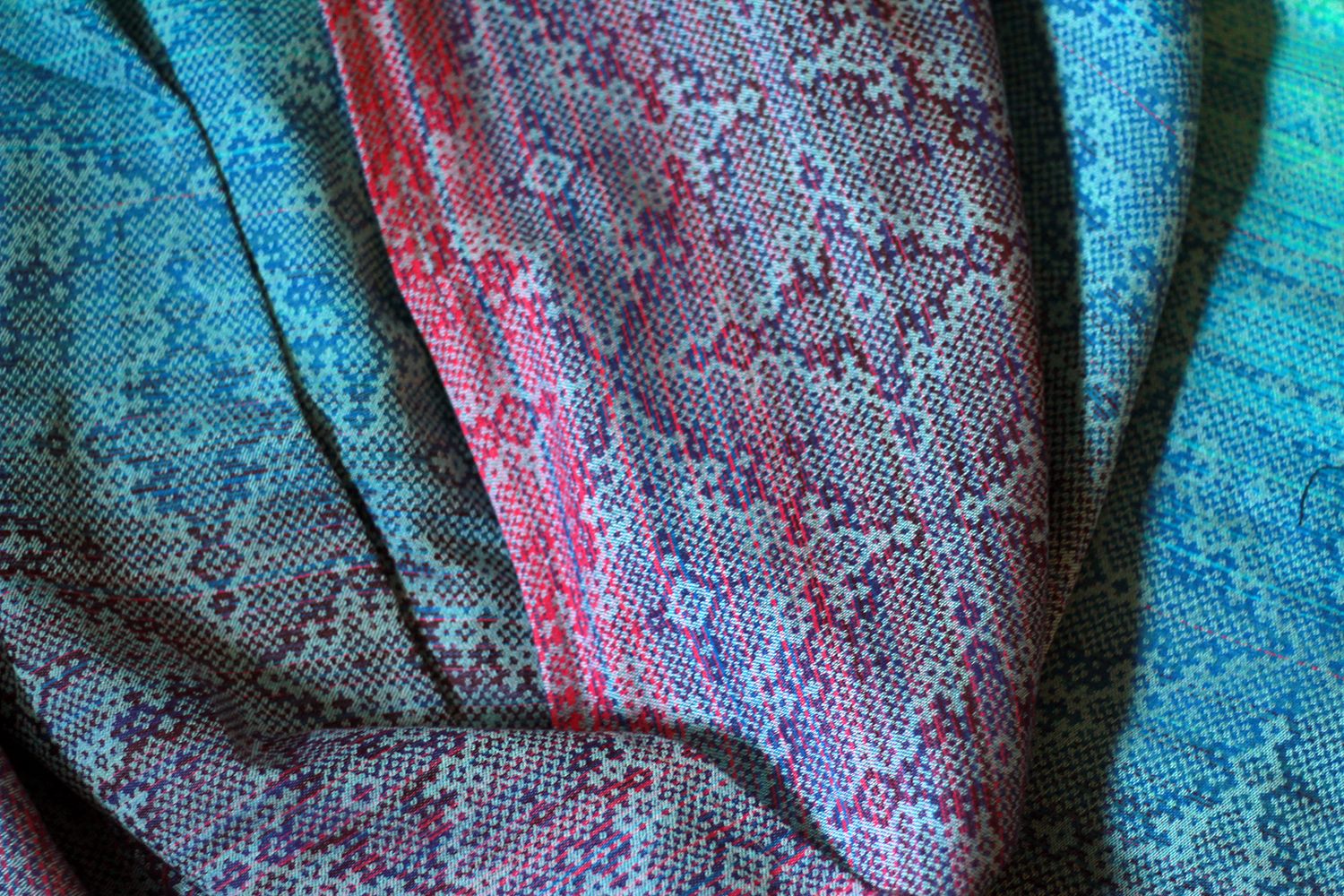 Tragetuch Lolly Wovens jaquard snake skin style weave LINA SOFT LAGOON  (Bambus/Bambusviskose) Image