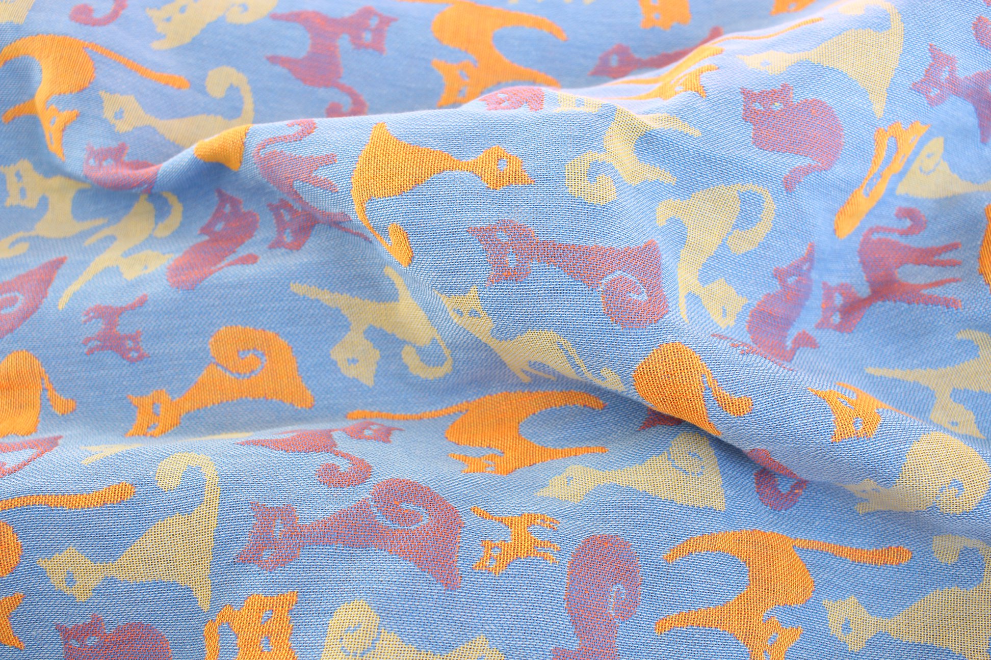 Yaro Slings Cats Ultra Blue Orange Linen Wrap (linen) Image