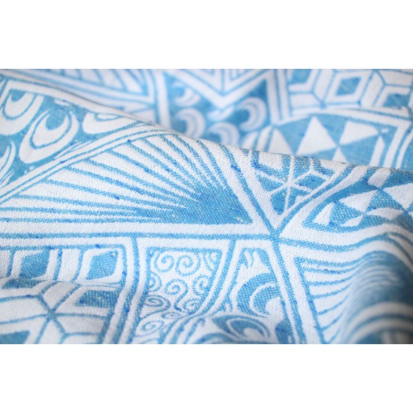 Yaro Slings Geodesic Contra Blue White Wool Tussah Volgende Wrap (wool, tussah) Image