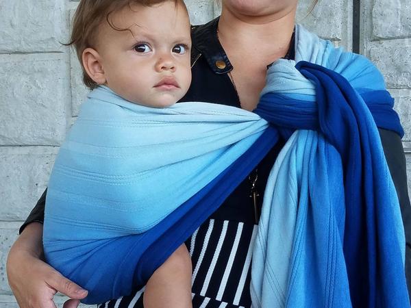 Emmeline Textiles Eleanor Pearl dyed Shades of Blue Wrap  Image